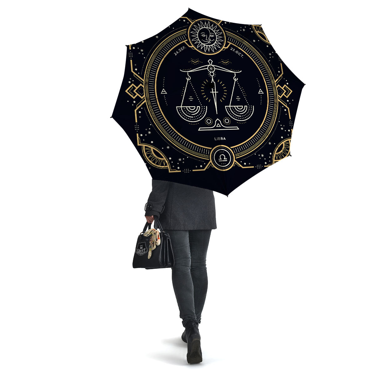 Zodiac Sign Vintage Libra Print Umbrella-grizzshop