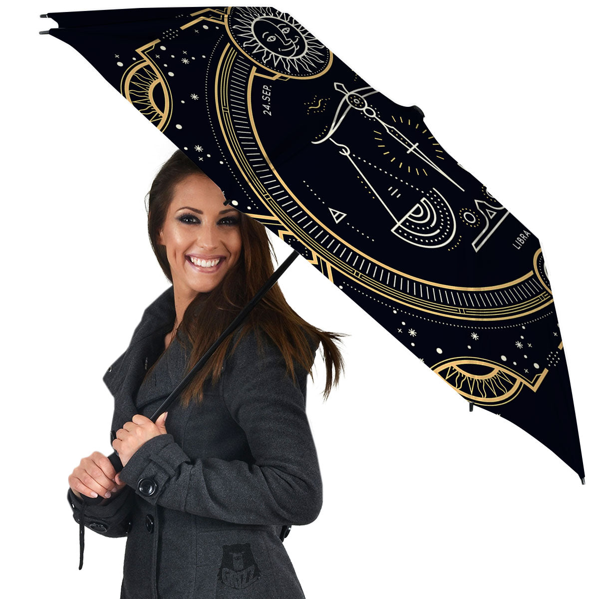 Zodiac Sign Vintage Libra Print Umbrella-grizzshop
