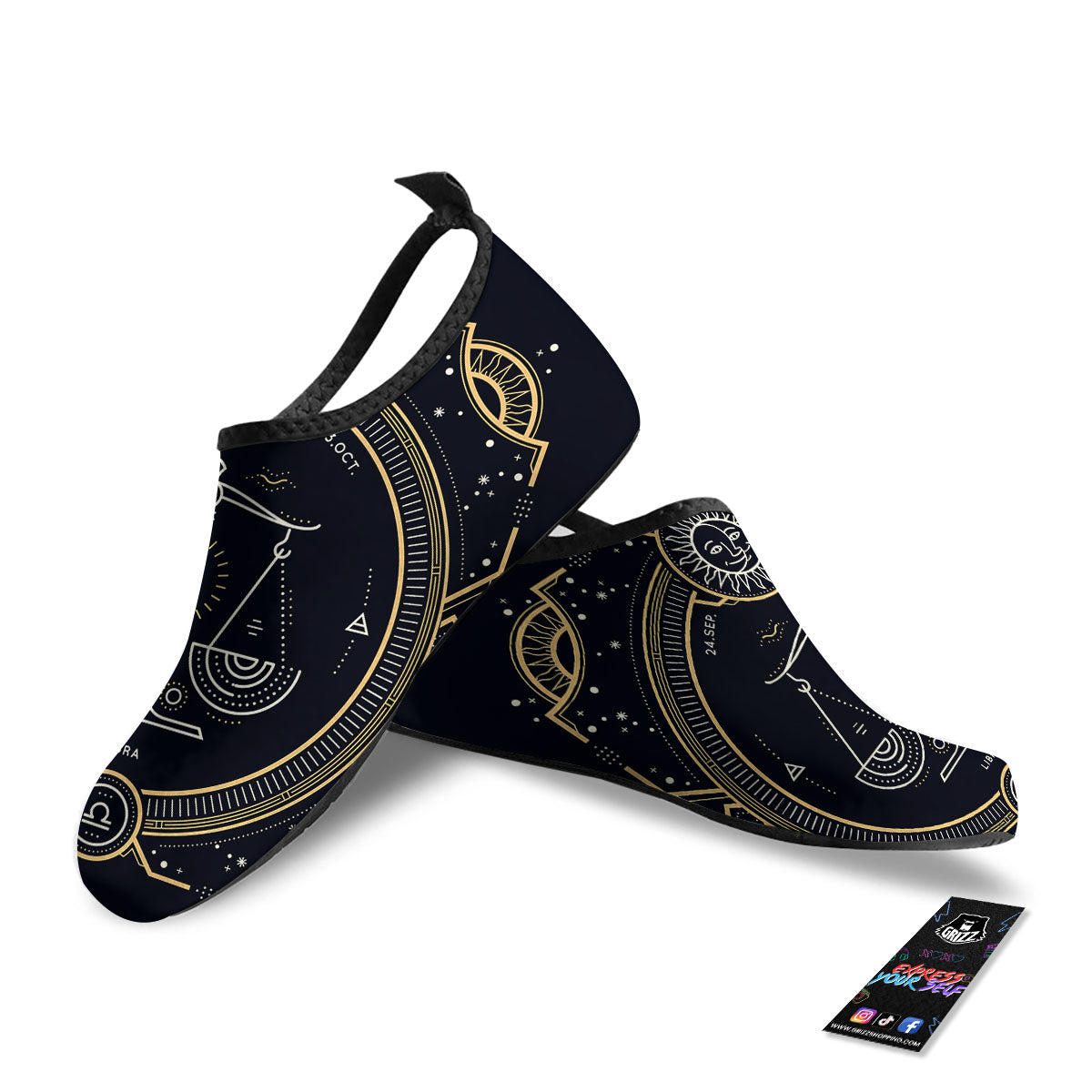 Zodiac Sign Vintage Libra Print Water Shoes-grizzshop