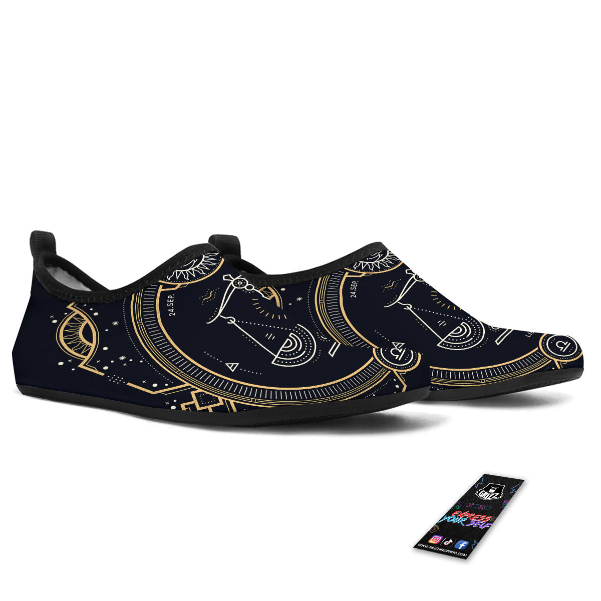 Zodiac Sign Vintage Libra Print Water Shoes-grizzshop