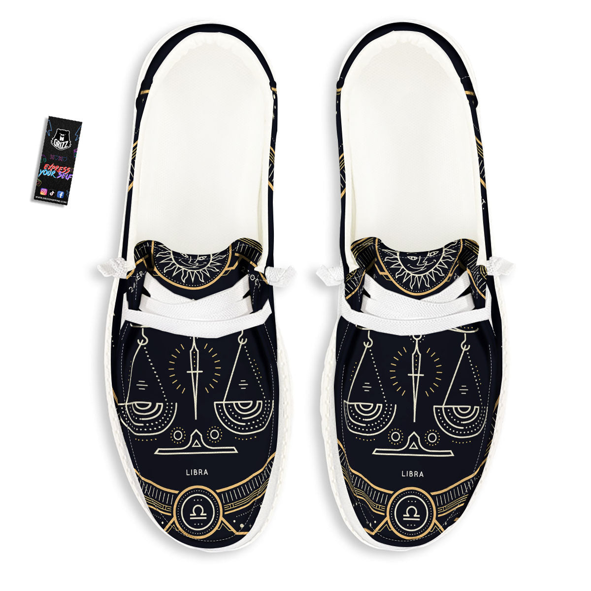 Zodiac Sign Vintage Libra Print White Loafers-grizzshop