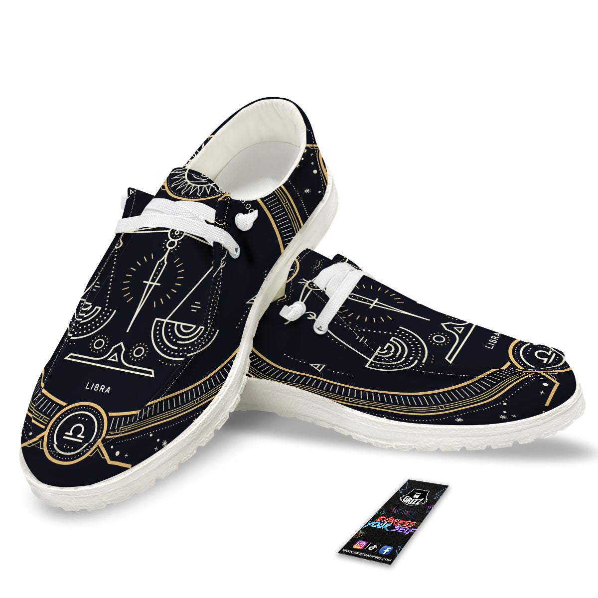 Zodiac Sign Vintage Libra Print White Loafers-grizzshop