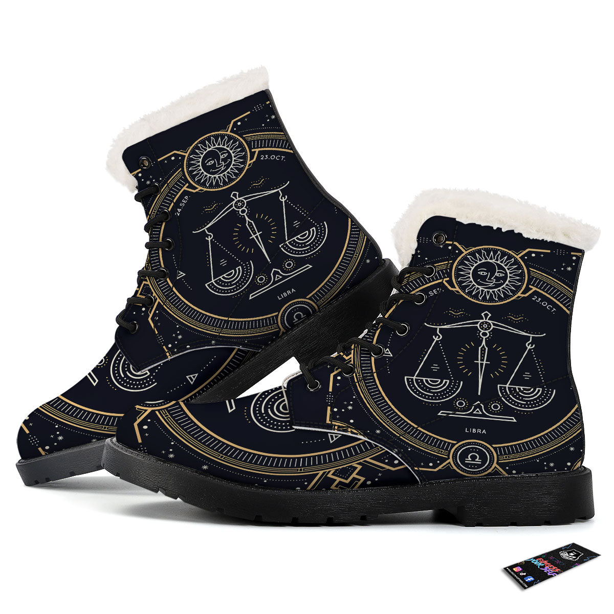 Zodiac Sign Vintage Libra Print Winter Boots-grizzshop