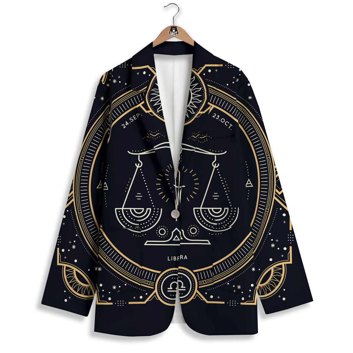 Zodiac Sign Vintage Libra Print Women's Blazer-grizzshop