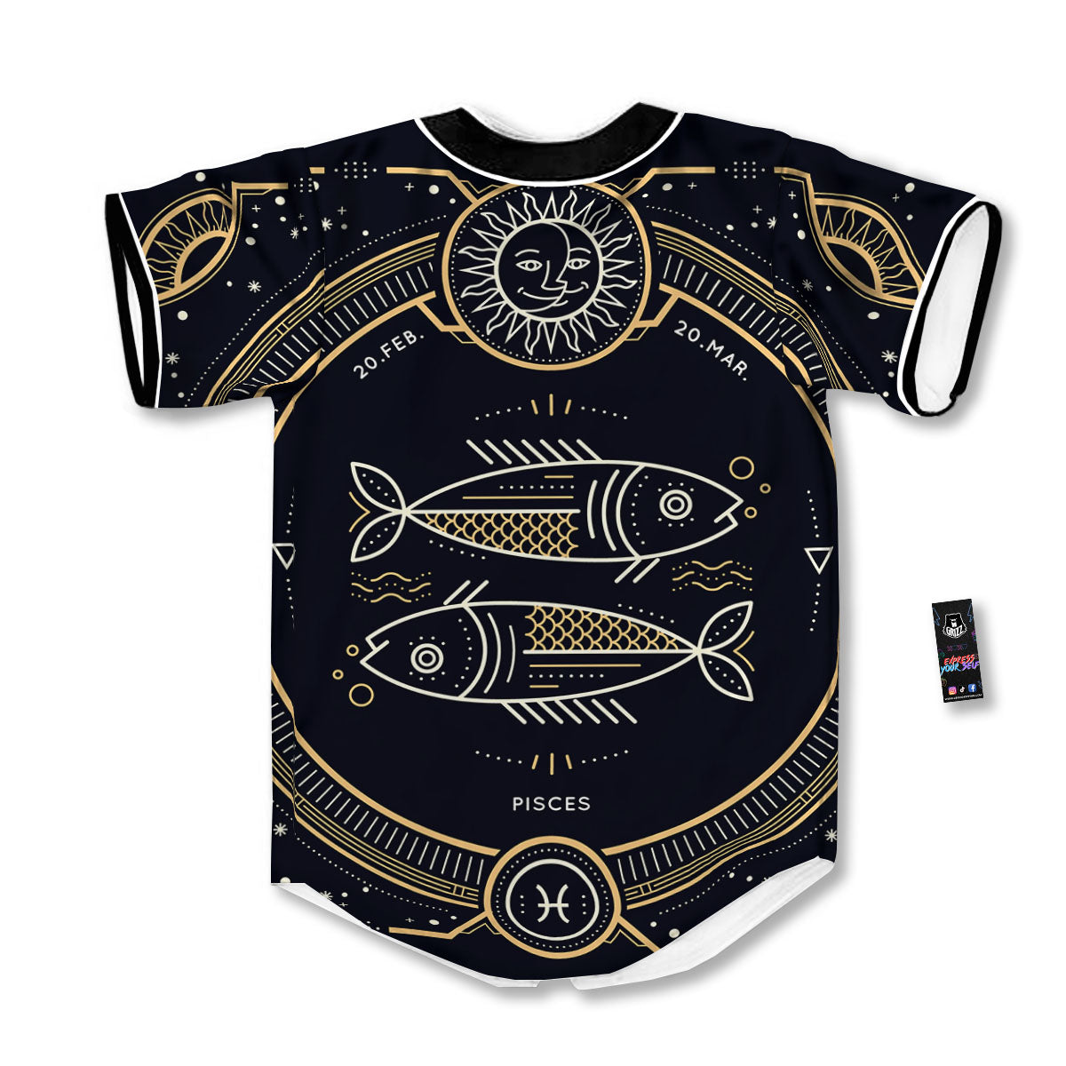 Zodiac Sign Vintage Pisces Print Baseball Jersey-grizzshop