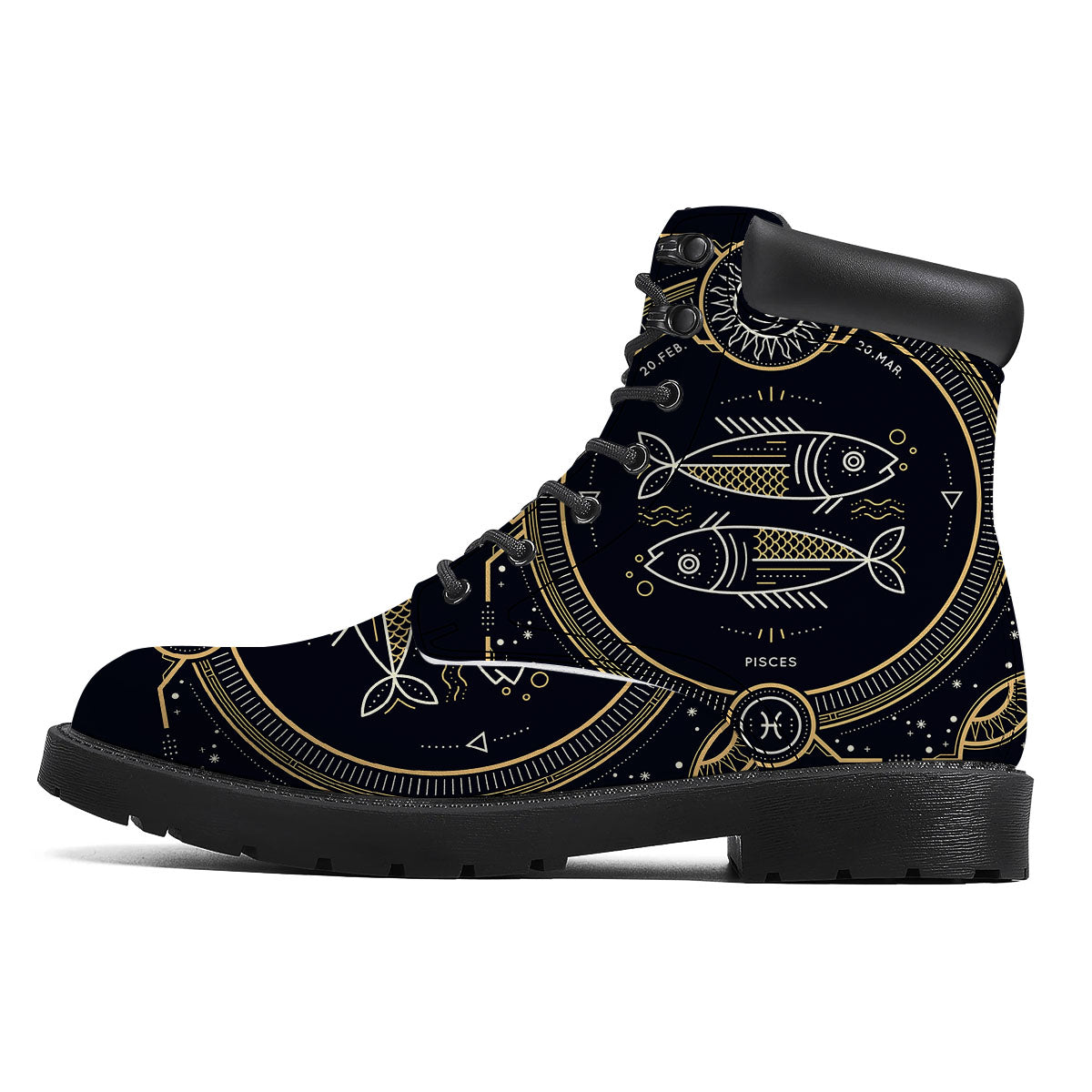 Zodiac Sign Vintage Pisces Print Boots-grizzshop