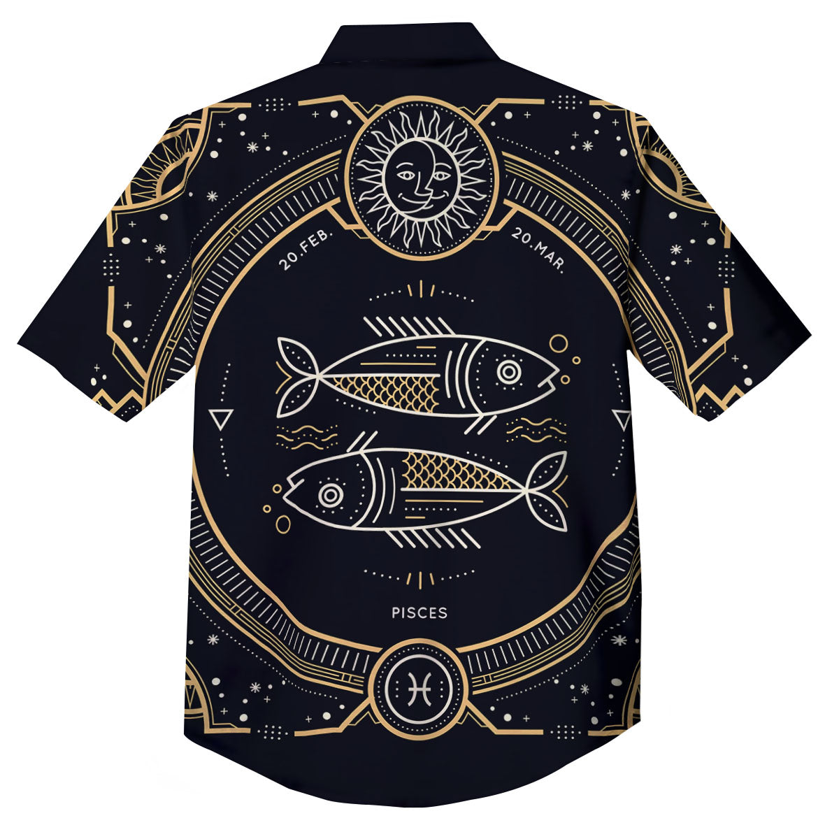 Zodiac Sign Vintage Pisces Print Button Up Shirt-grizzshop