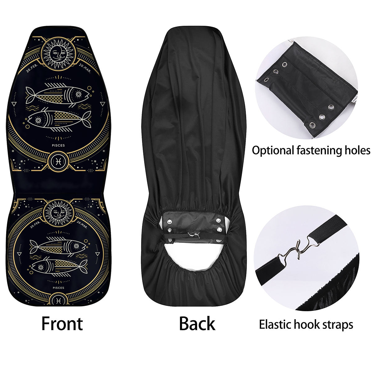 Zodiac Sign Vintage Pisces Print Car Seat Covers-grizzshop