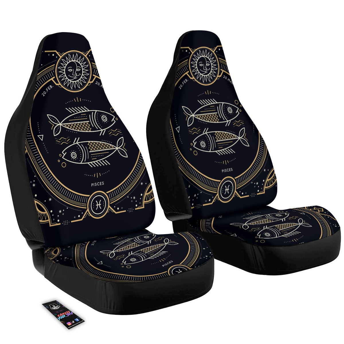 Zodiac Sign Vintage Pisces Print Car Seat Covers-grizzshop