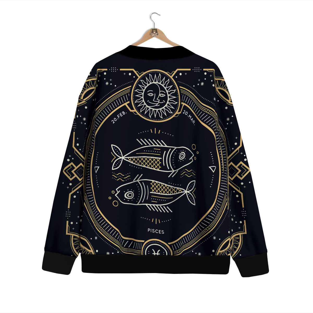 Zodiac Sign Vintage Pisces Print Cardigan-grizzshop