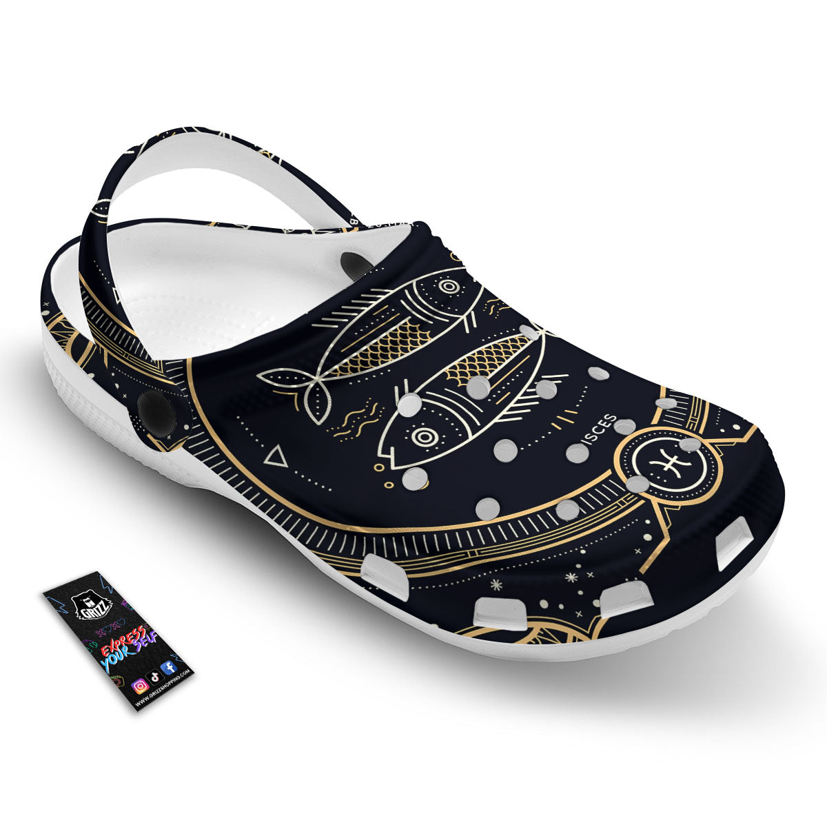 Zodiac Sign Vintage Pisces Print Clog-grizzshop