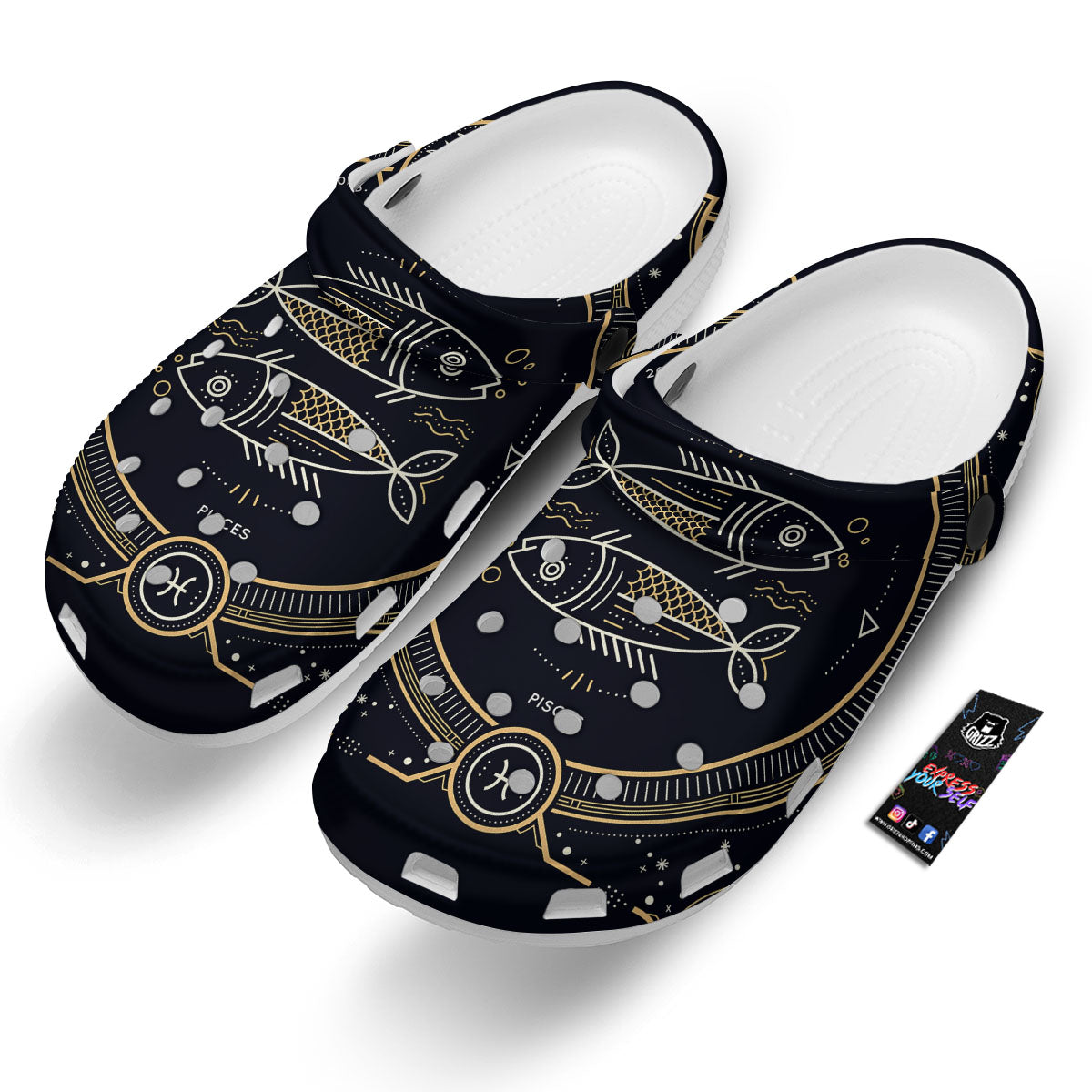 Zodiac Sign Vintage Pisces Print Clog-grizzshop