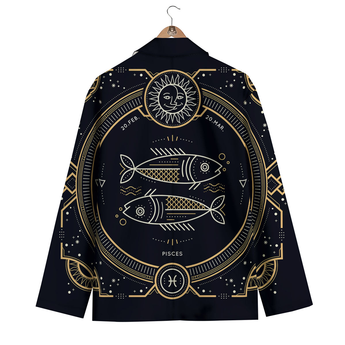 Zodiac Sign Vintage Pisces Print Men's Blazer-grizzshop