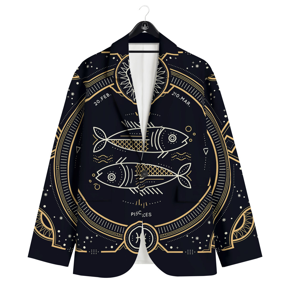 Zodiac Sign Vintage Pisces Print Men's Sport Coat-grizzshop
