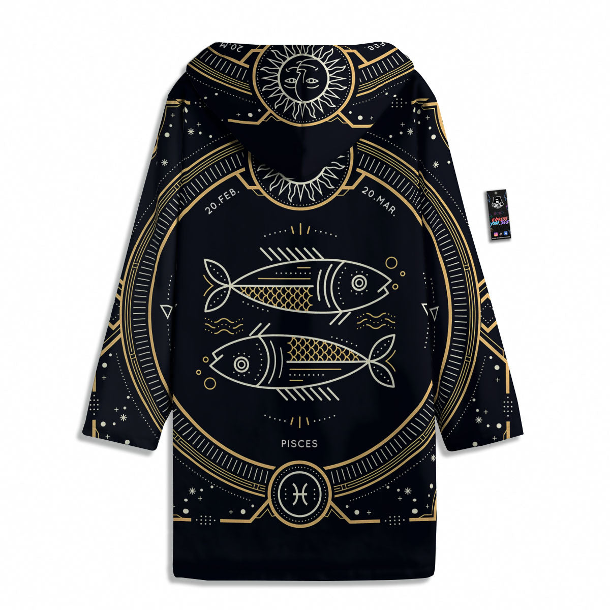 Zodiac Sign Vintage Pisces Print Men's Windbreaker Jacket-grizzshop