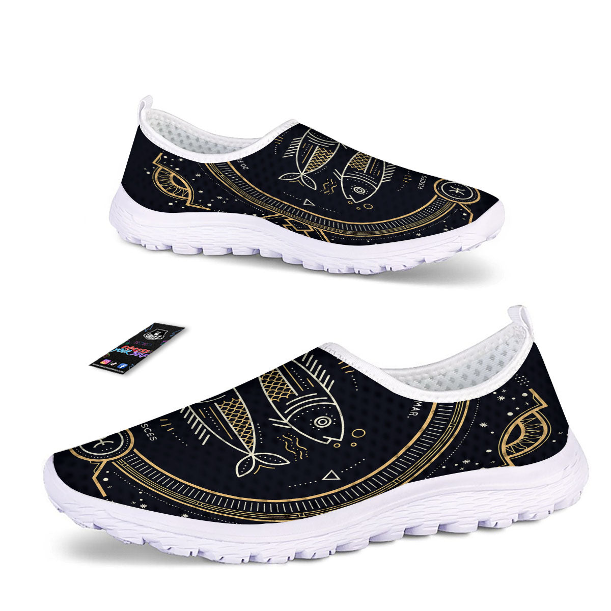 Zodiac Sign Vintage Pisces Print Nurse Shoes-grizzshop