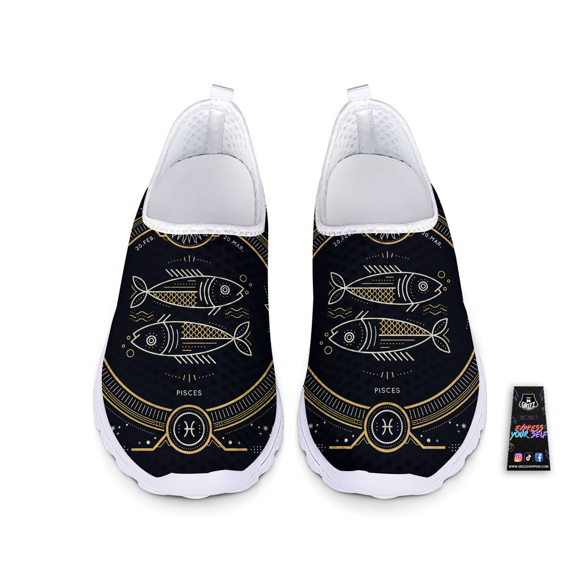 Zodiac Sign Vintage Pisces Print Nurse Shoes-grizzshop