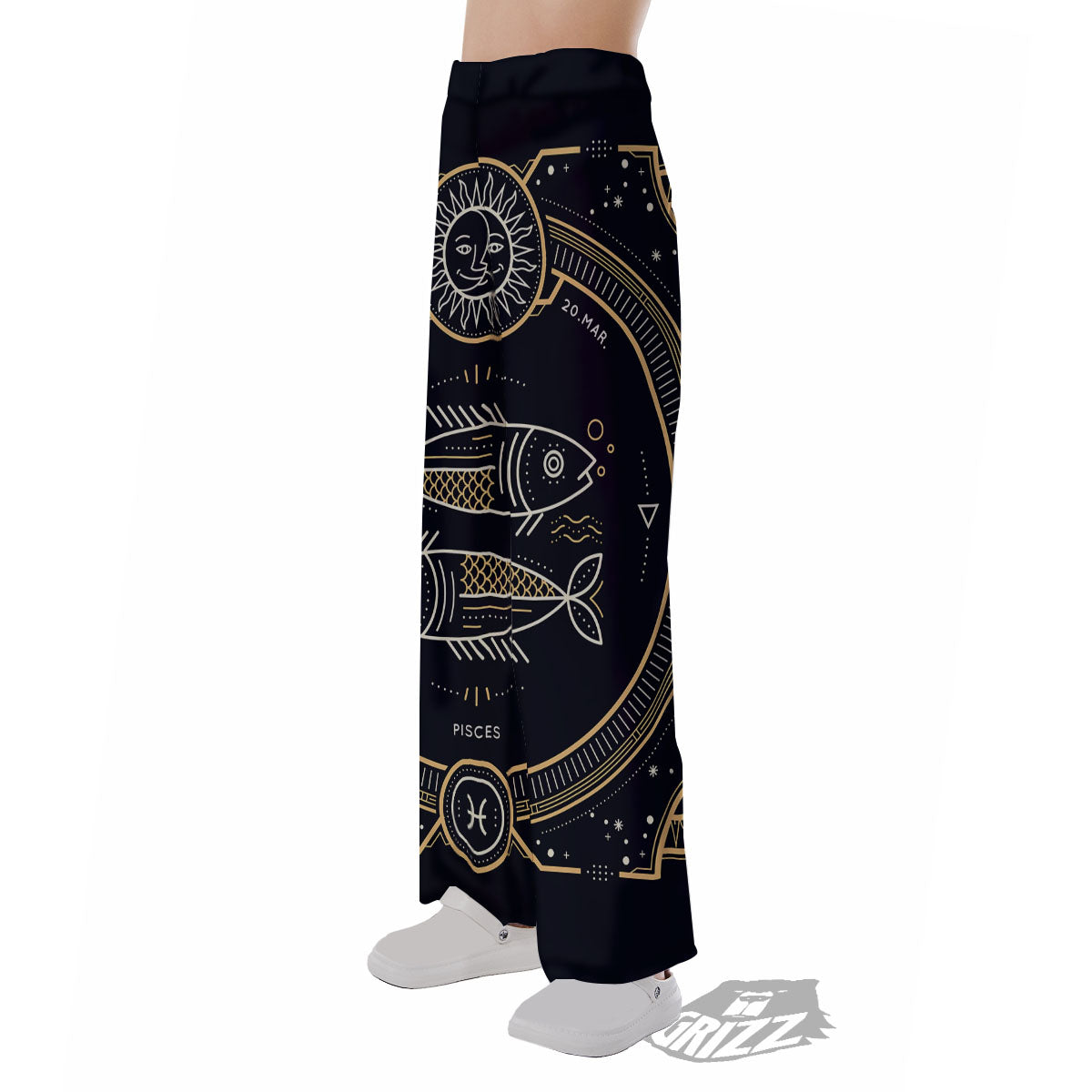 Zodiac Sign Vintage Pisces Print Pajama Pants-grizzshop