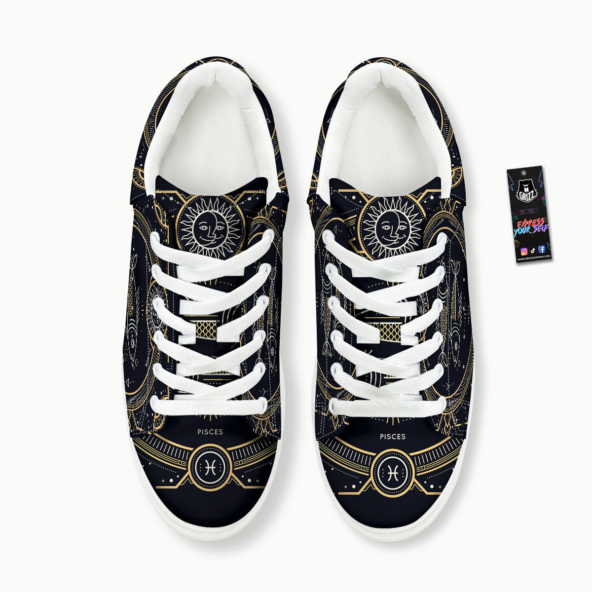 Zodiac Sign Vintage Pisces Print Platform Shoes-grizzshop