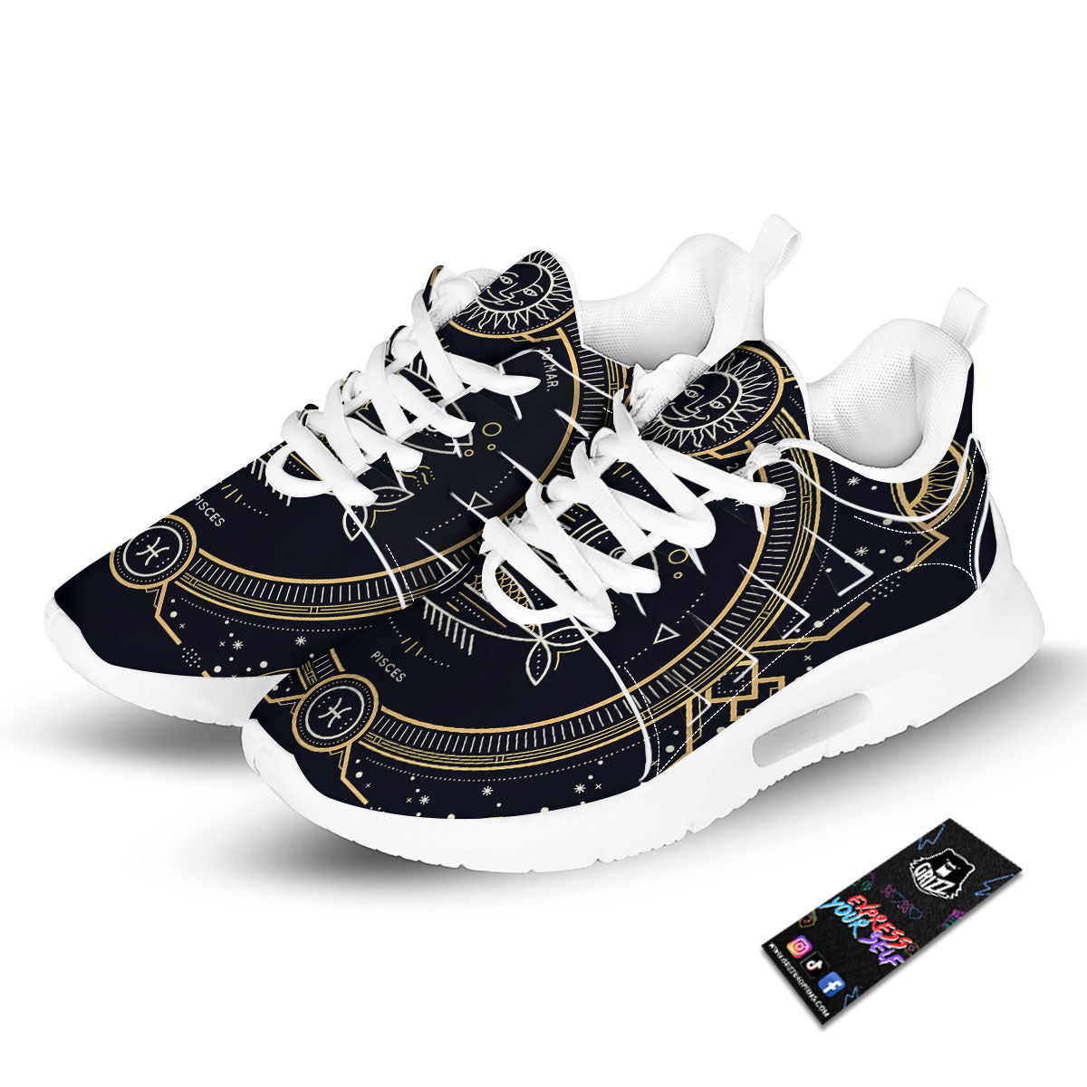 Zodiac Sign Vintage Pisces Print Tennis Shoes-grizzshop