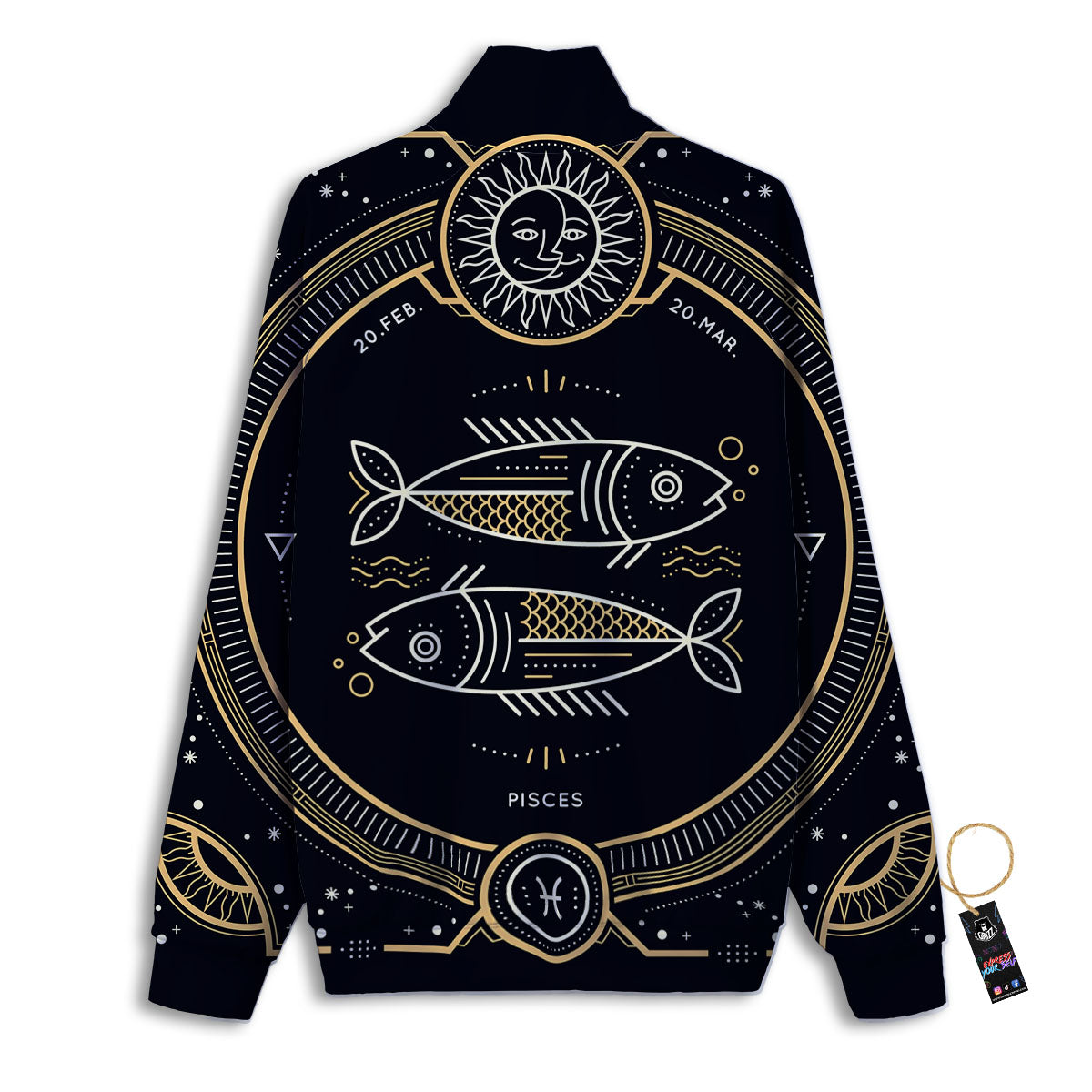 Zodiac Sign Vintage Pisces Print Track Jacket-grizzshop