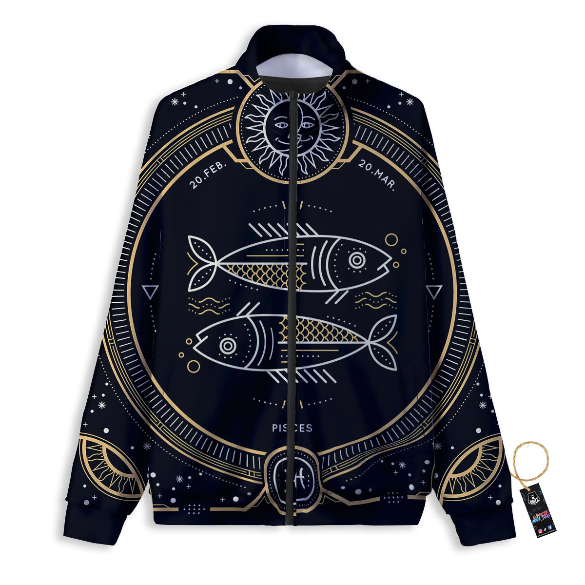 Zodiac Sign Vintage Pisces Print Track Jacket-grizzshop