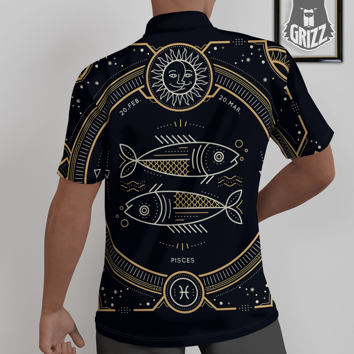 Zodiac Sign Vintage Pisces Print Untucked Shirts-grizzshop