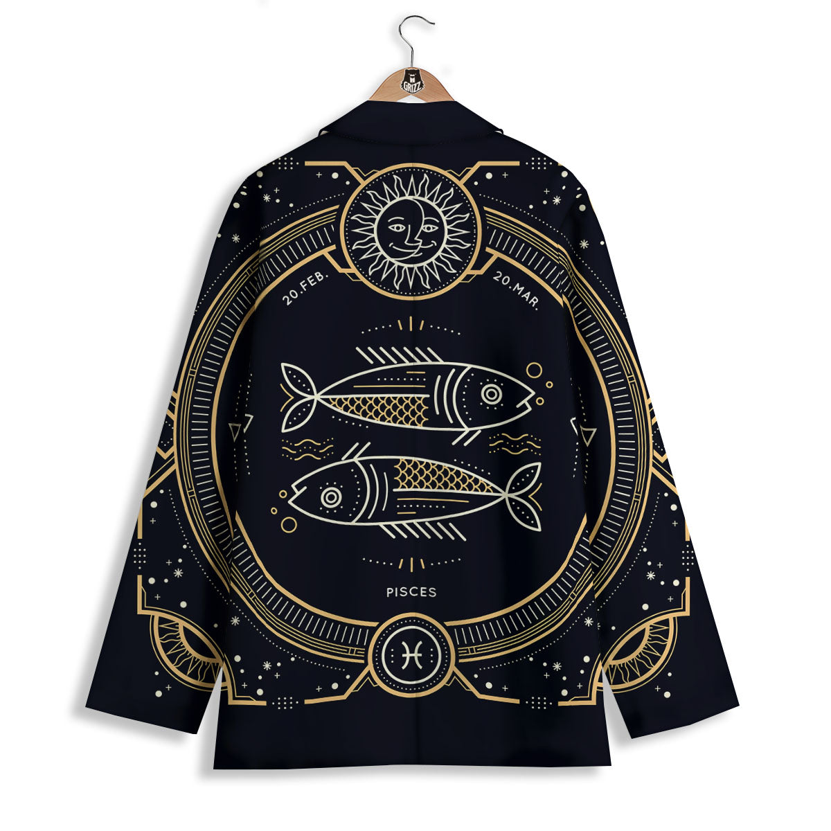 Zodiac Sign Vintage Pisces Print Women's Blazer-grizzshop