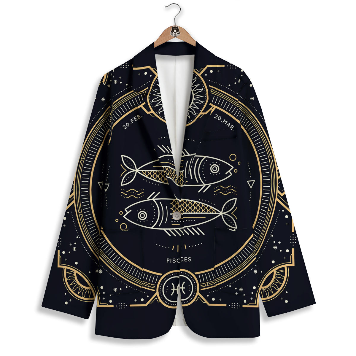 Zodiac Sign Vintage Pisces Print Women's Blazer-grizzshop