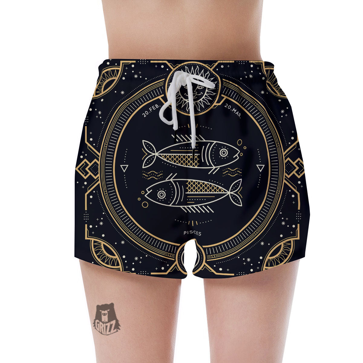 Zodiac Sign Vintage Pisces Print Women's Shorts-grizzshop