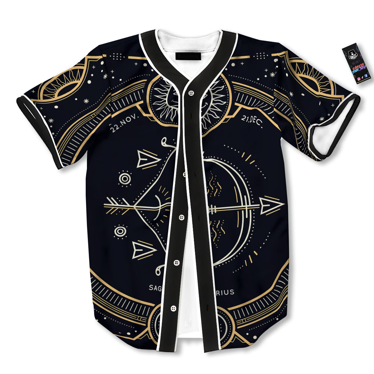 Zodiac Sign Vintage Sagittarius Print Baseball Jersey-grizzshop