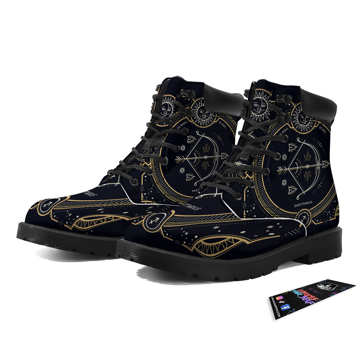 Zodiac Sign Vintage Sagittarius Print Boots-grizzshop