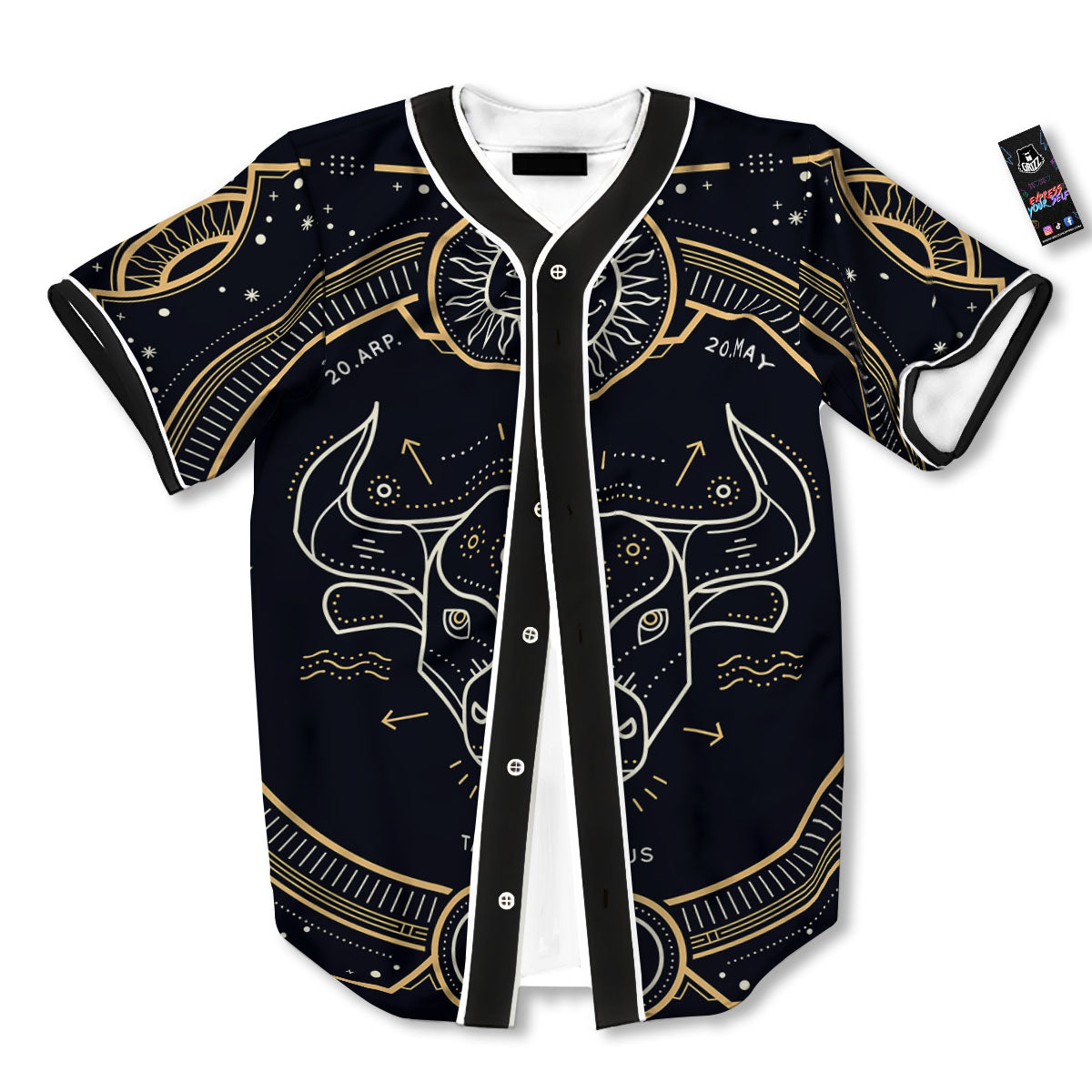 Zodiac Sign Vintage Taurus Print Baseball Jersey-grizzshop