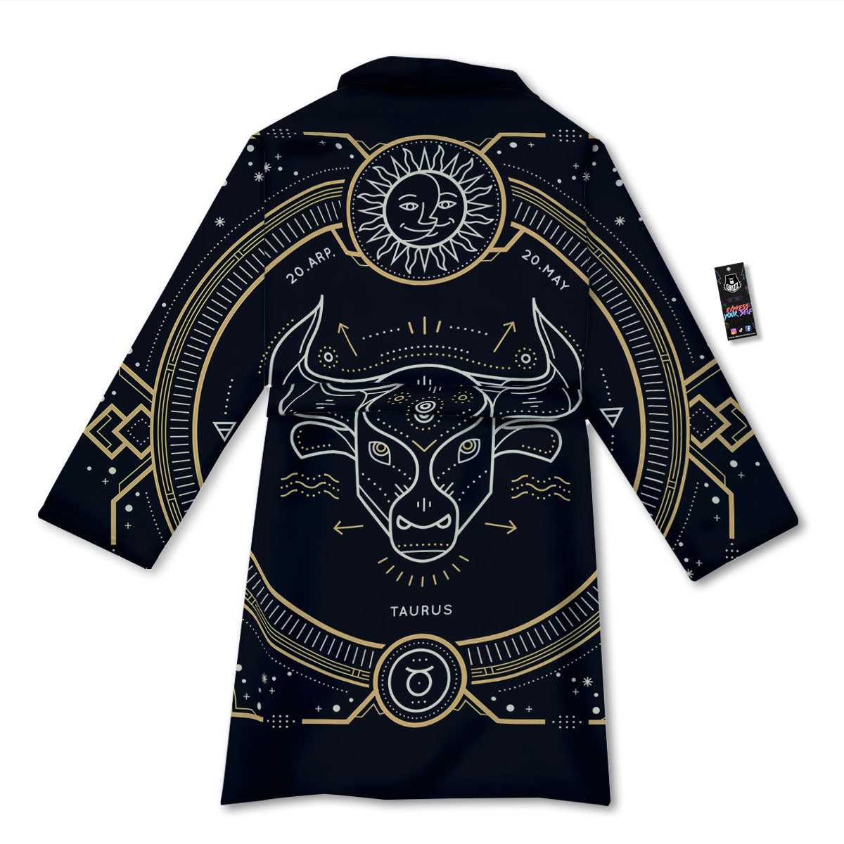 Zodiac Sign Vintage Taurus Print Bathrobe-grizzshop