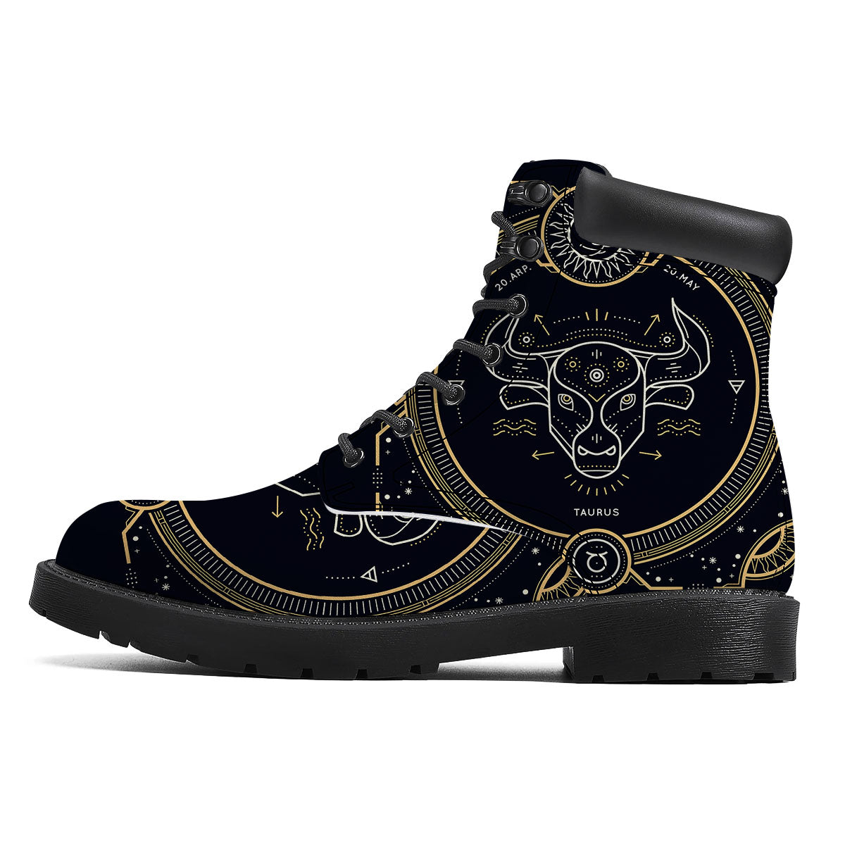 Zodiac Sign Vintage Taurus Print Boots-grizzshop