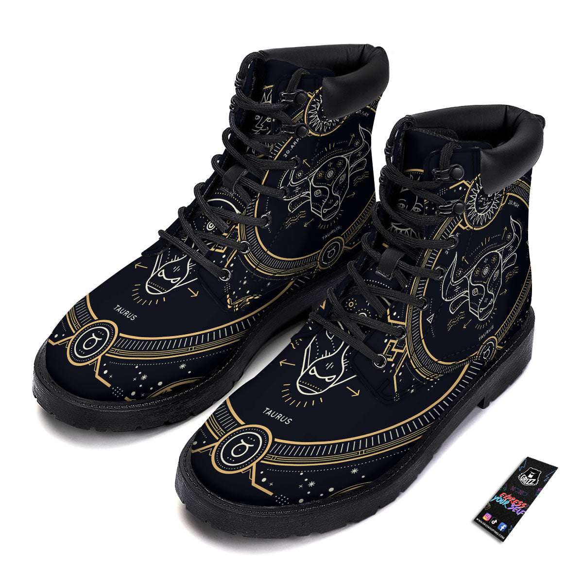 Zodiac Sign Vintage Taurus Print Boots-grizzshop