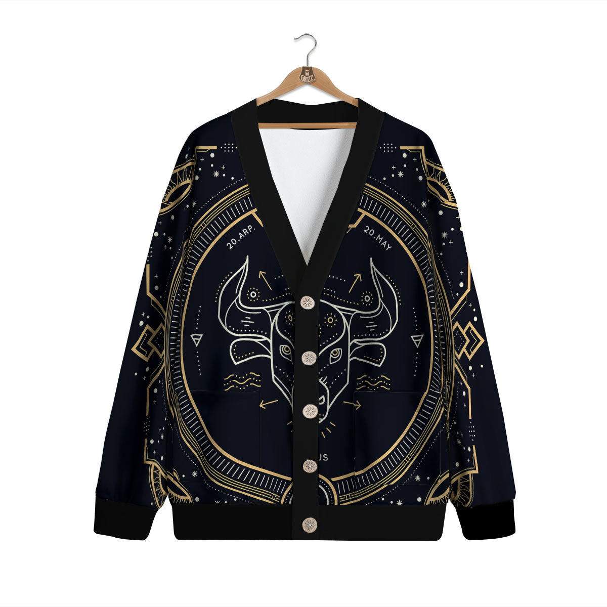 Zodiac Sign Vintage Taurus Print Cardigan-grizzshop