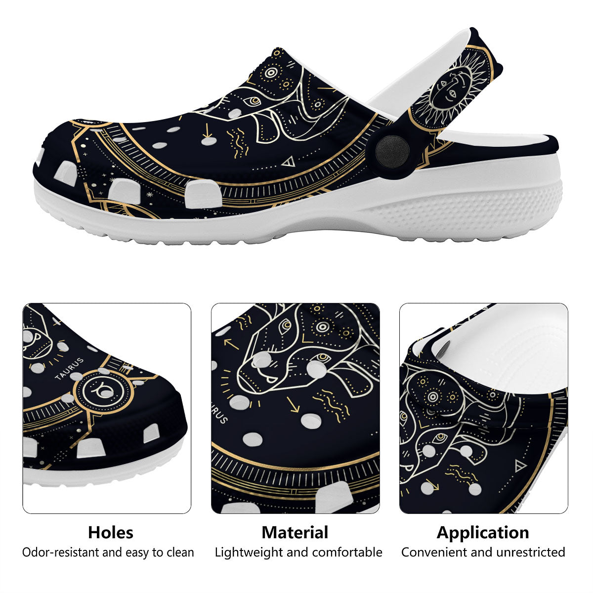 Zodiac Sign Vintage Taurus Print Clog-grizzshop