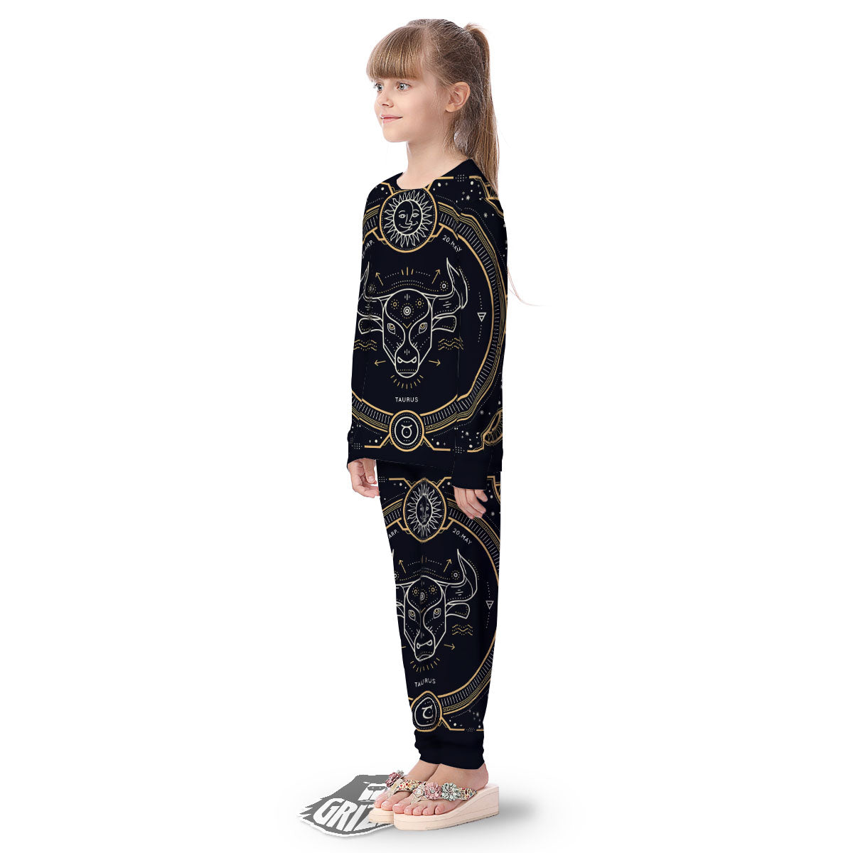 Zodiac Sign Vintage Taurus Print Kid's Pajamas-grizzshop
