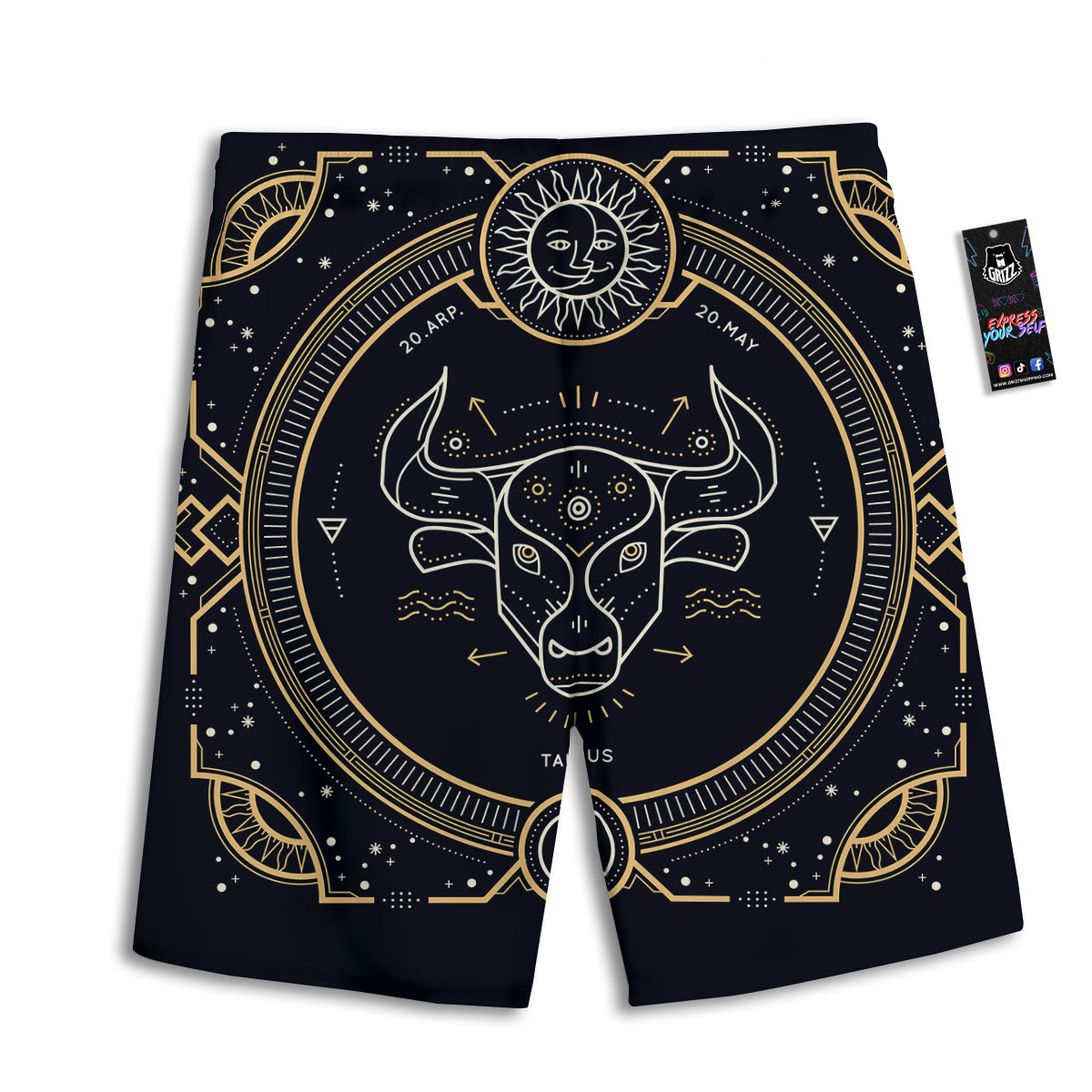Zodiac Sign Vintage Taurus Print Men's Athletic Shorts