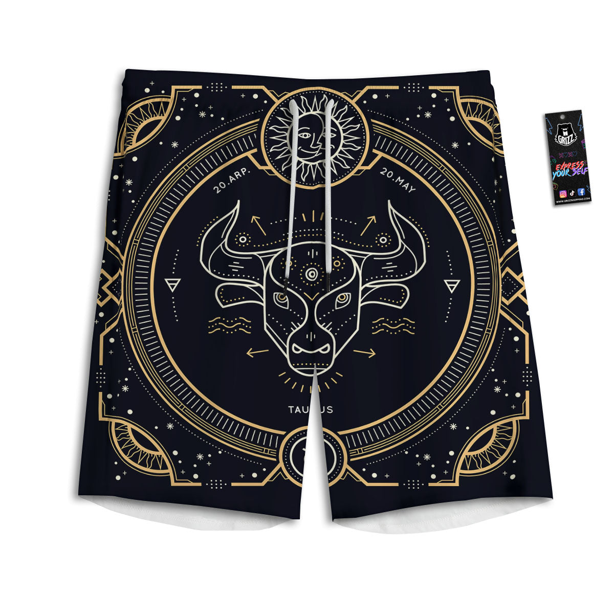 Zodiac Sign Vintage Taurus Print Men's Athletic Shorts
