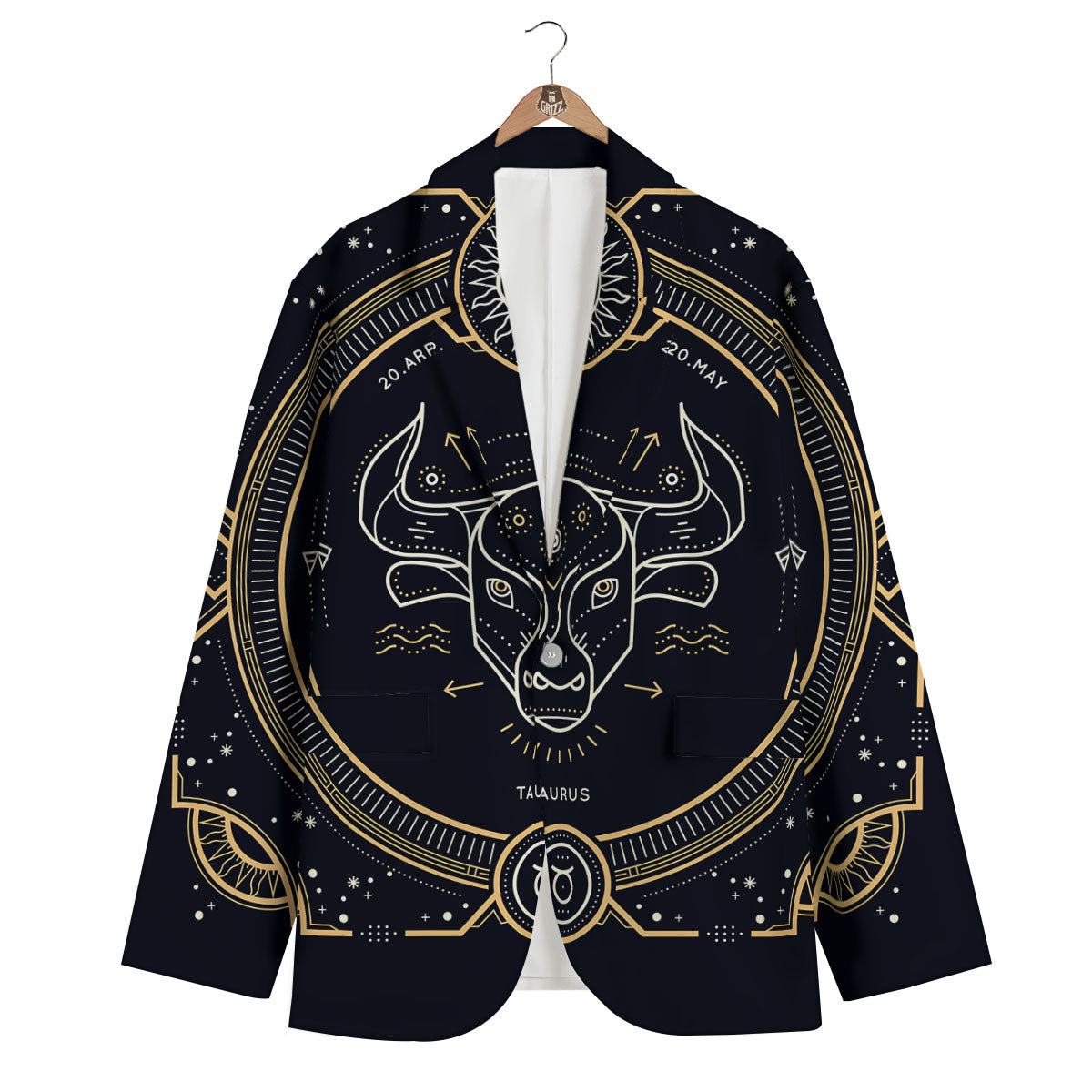 Zodiac Sign Vintage Taurus Print Men's Blazer-grizzshop