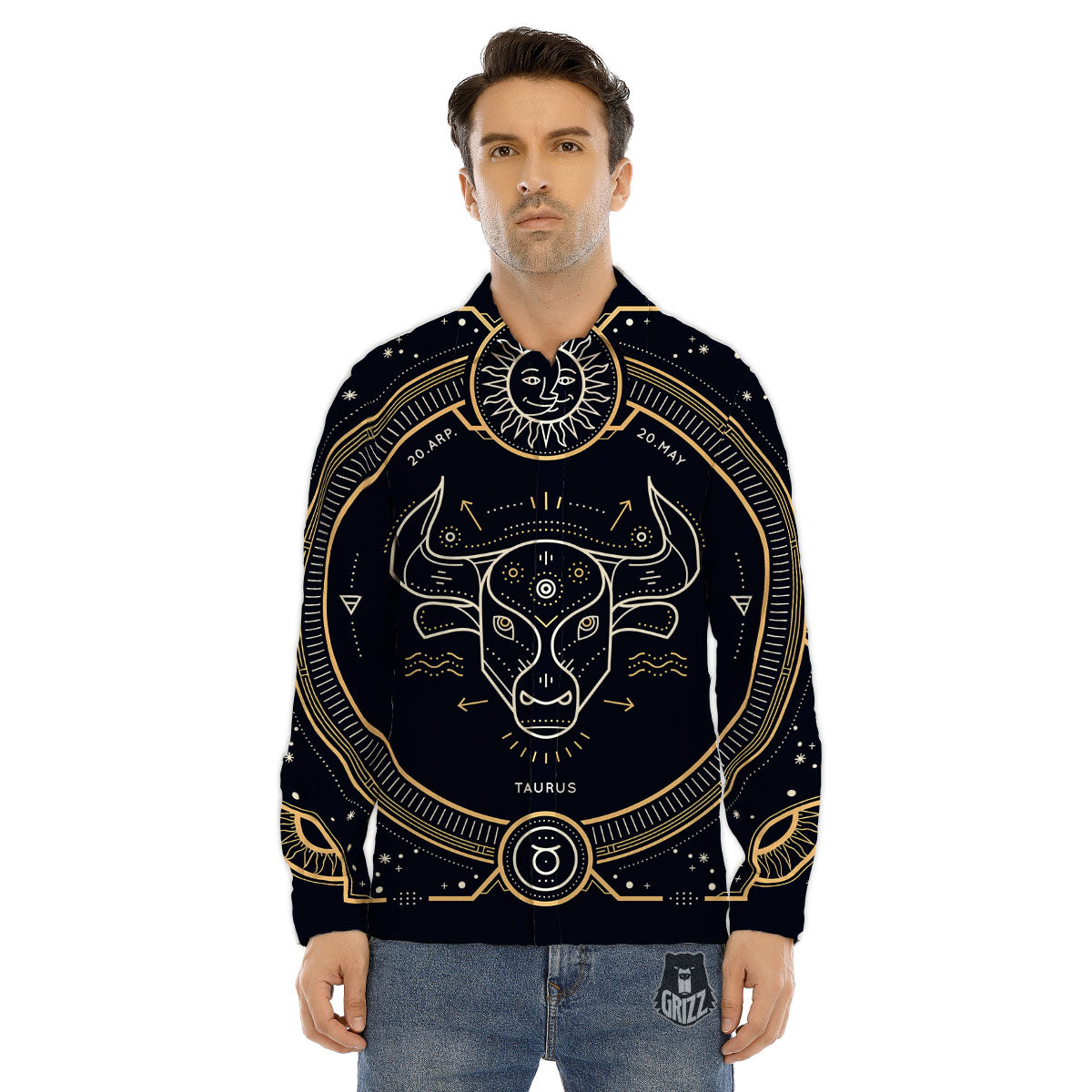 Zodiac Sign Vintage Taurus Print Men's Dress Shirts-grizzshop