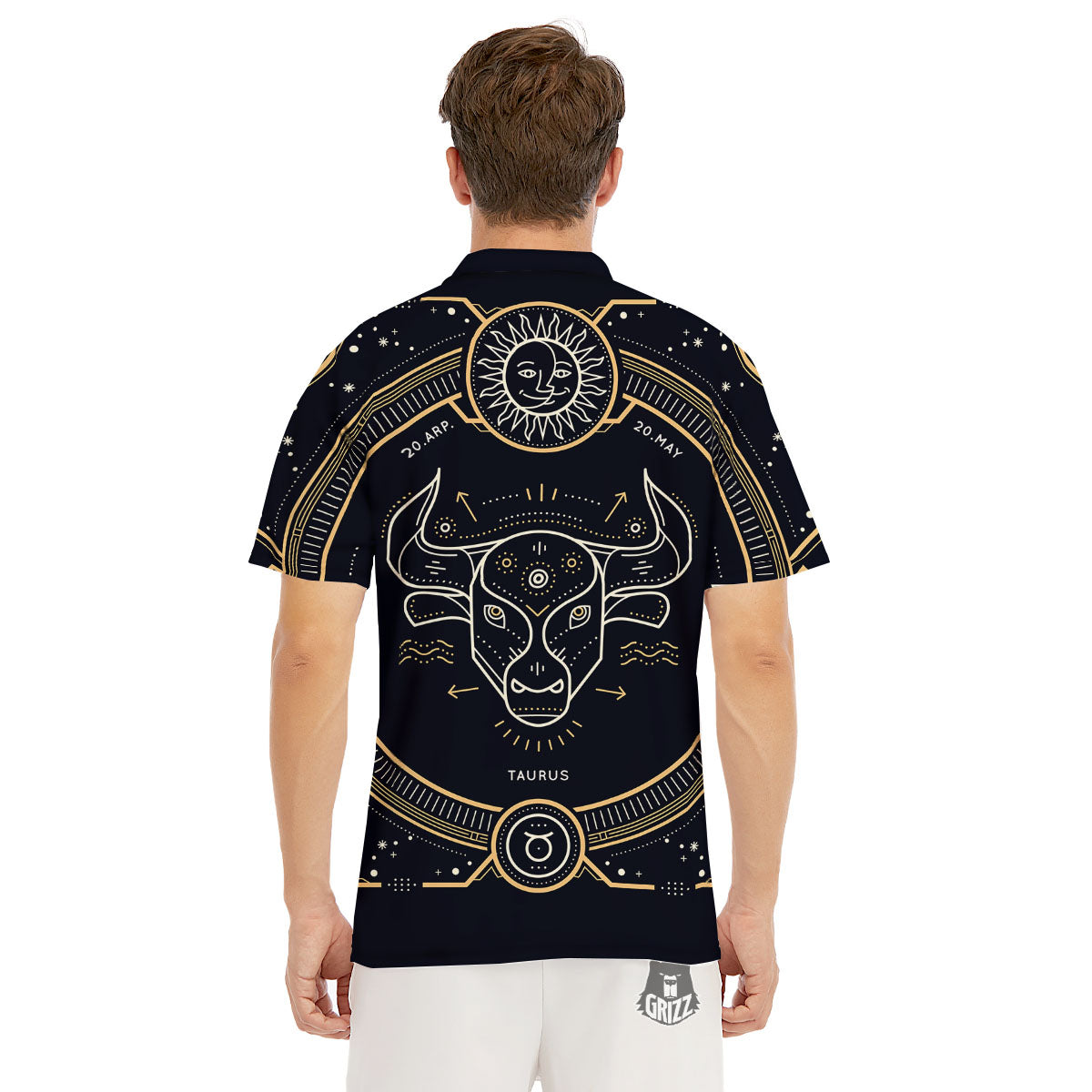Zodiac Sign Vintage Taurus Print Men's Golf Shirts-grizzshop