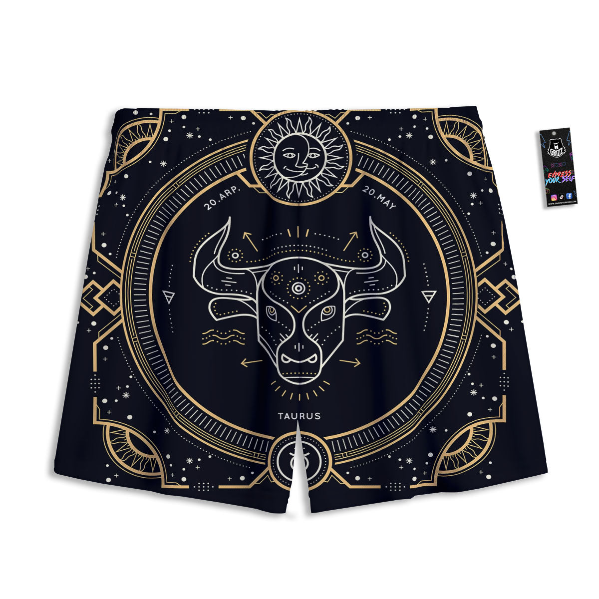Zodiac Sign Vintage Taurus Print Mesh Shorts