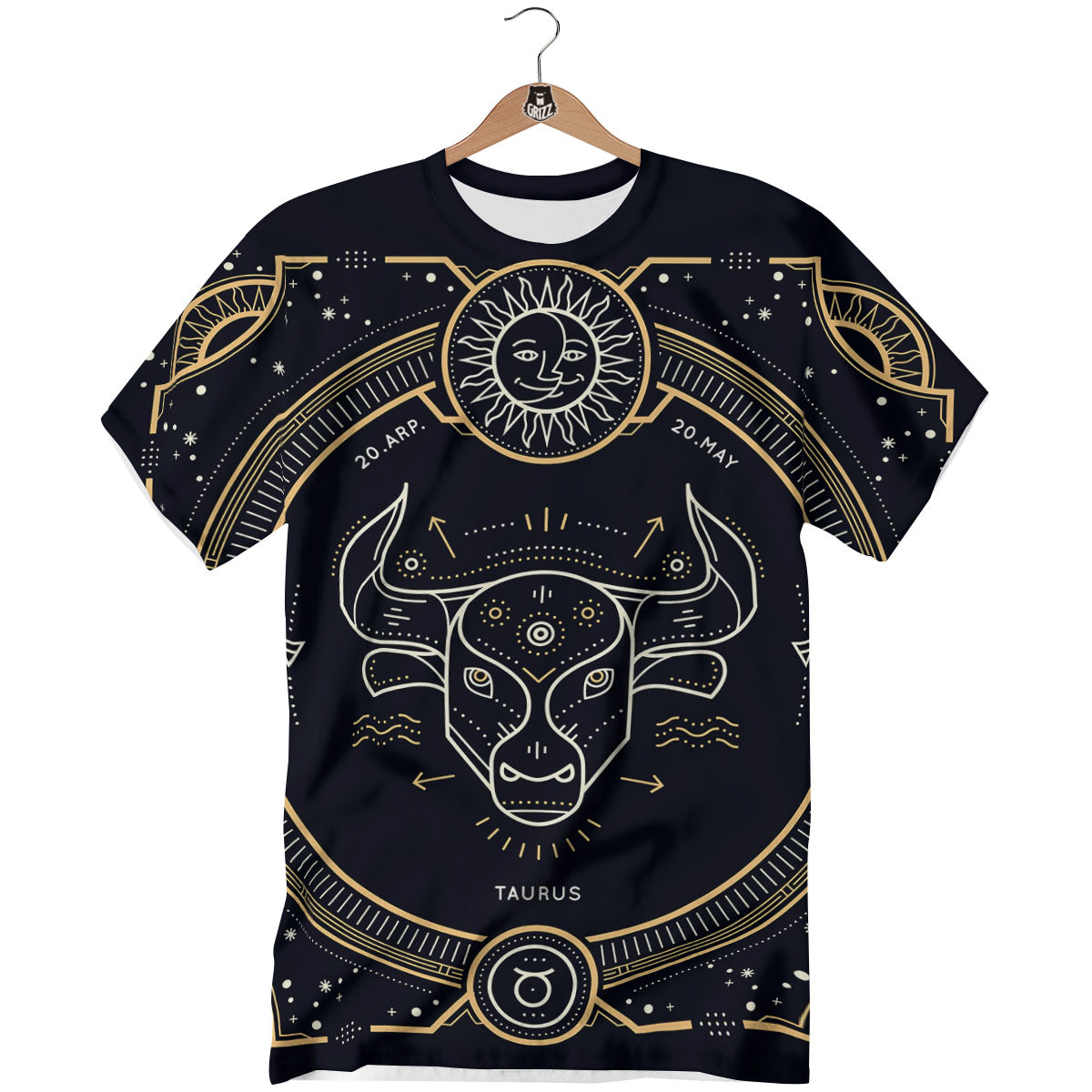Zodiac Sign Vintage Taurus Print T-Shirt-grizzshop