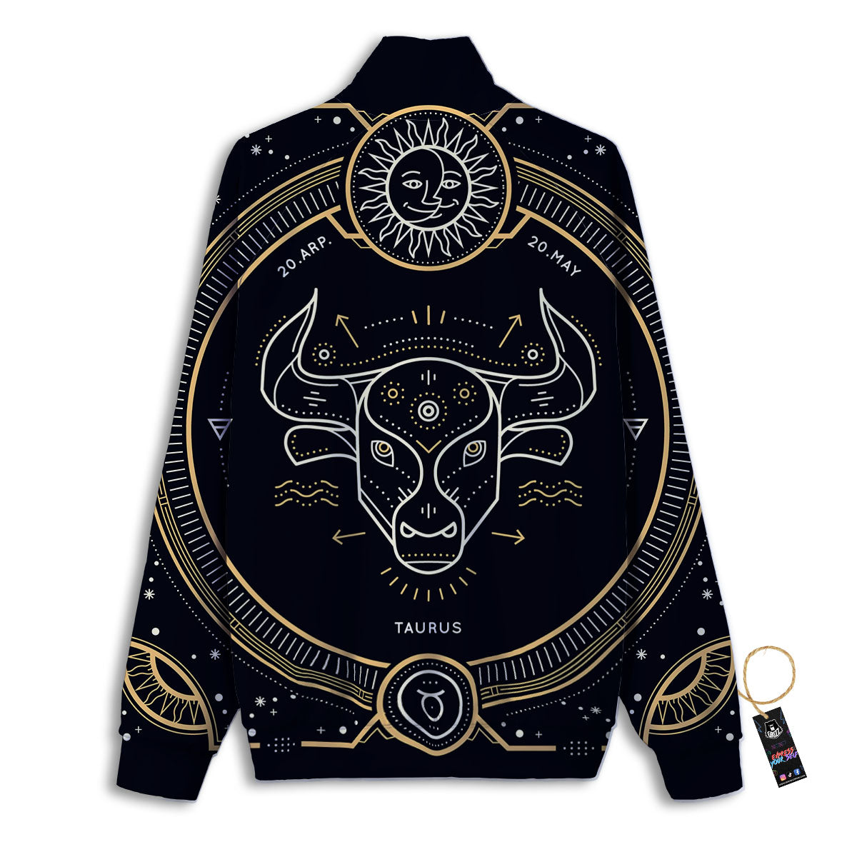 Zodiac Sign Vintage Taurus Print Track Jacket-grizzshop