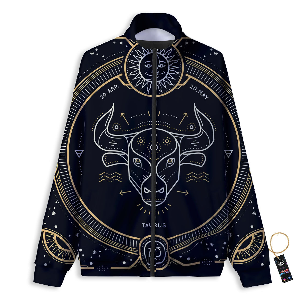 Zodiac Sign Vintage Taurus Print Track Jacket-grizzshop