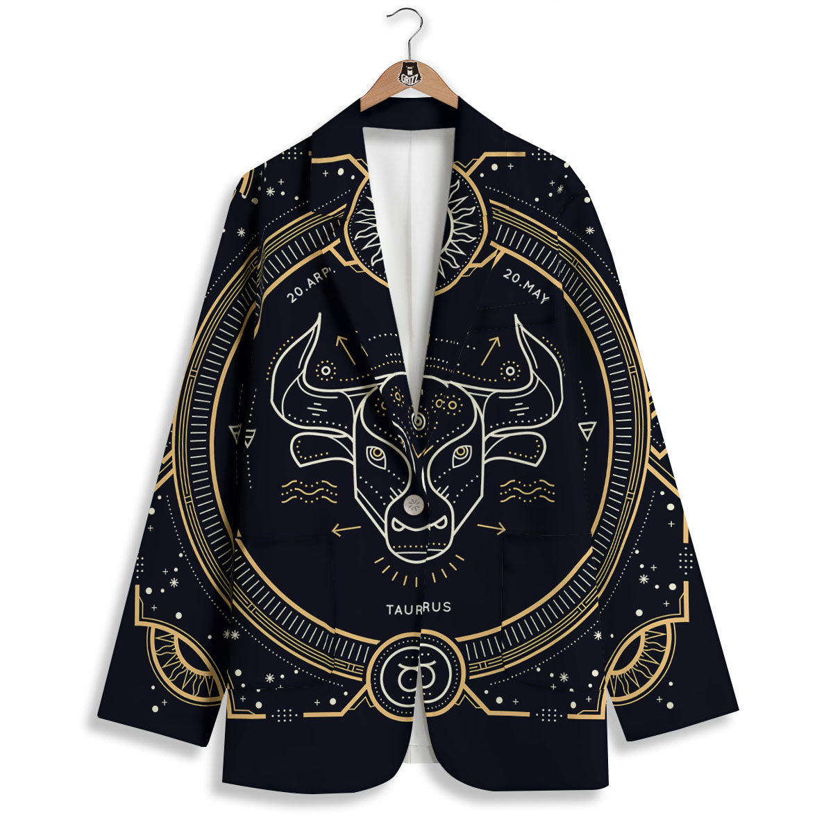 Zodiac Sign Vintage Taurus Print Women's Blazer-grizzshop