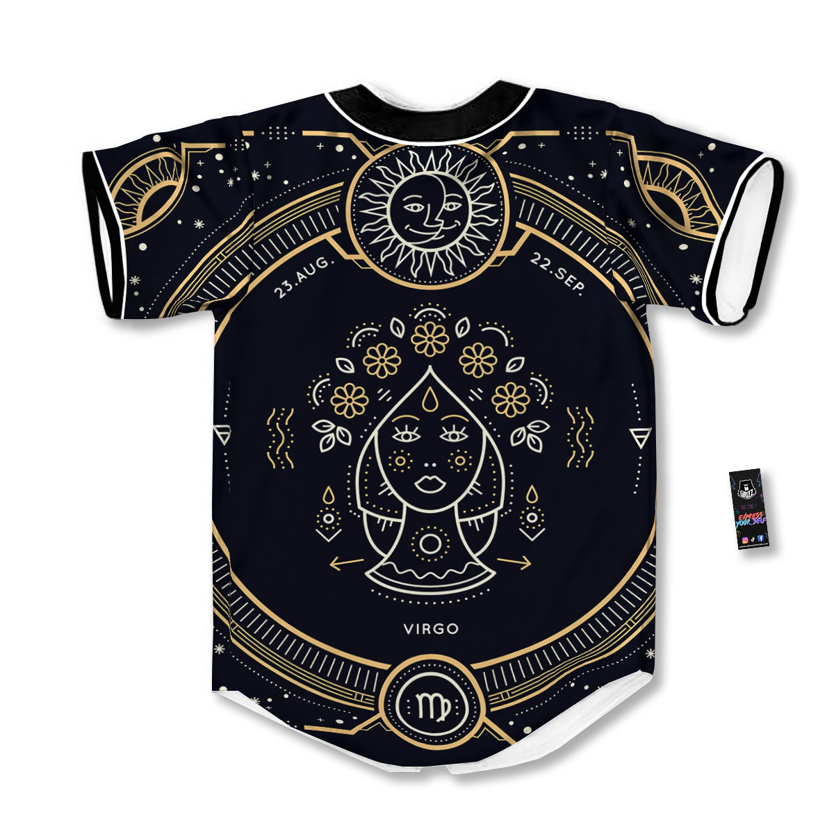 Zodiac Sign Vintage Virgo Print Baseball Jersey-grizzshop